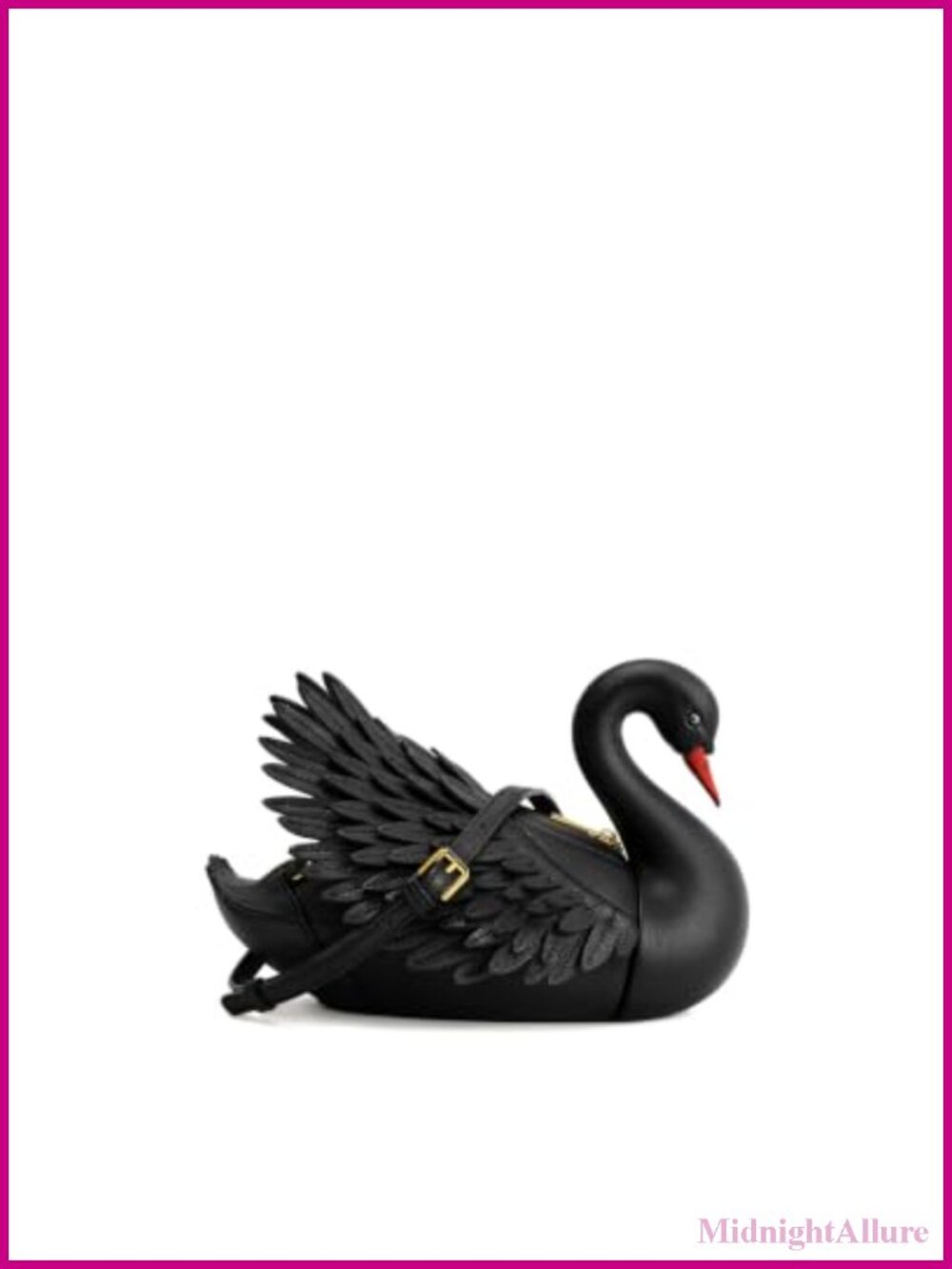 Vegan Leather Swan Shaped Crossbody Bag Detachable Strap Fits iPhone
